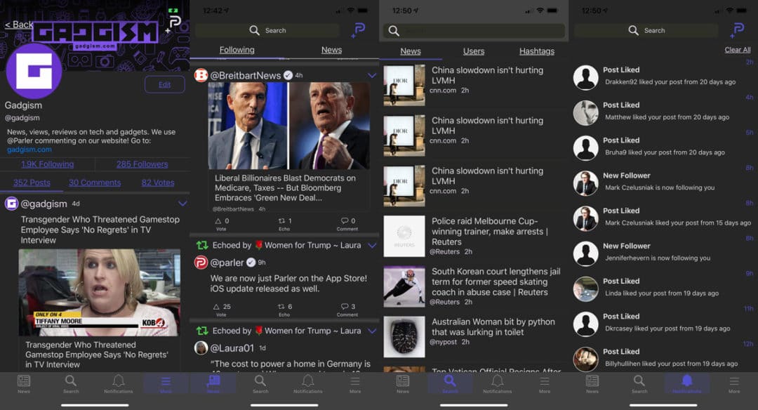 Parler Dark Mode for iOS