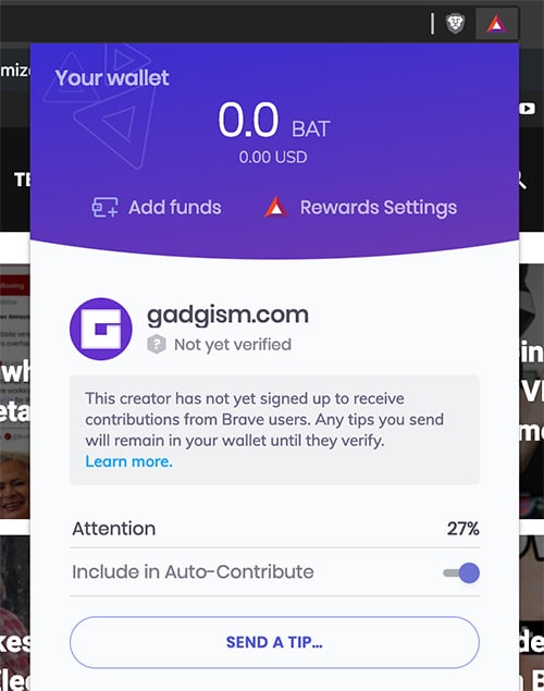 send a tip brave rewards browser