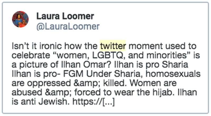 loomer tweet ilhan omar