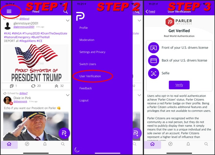 Parler Verified account how to